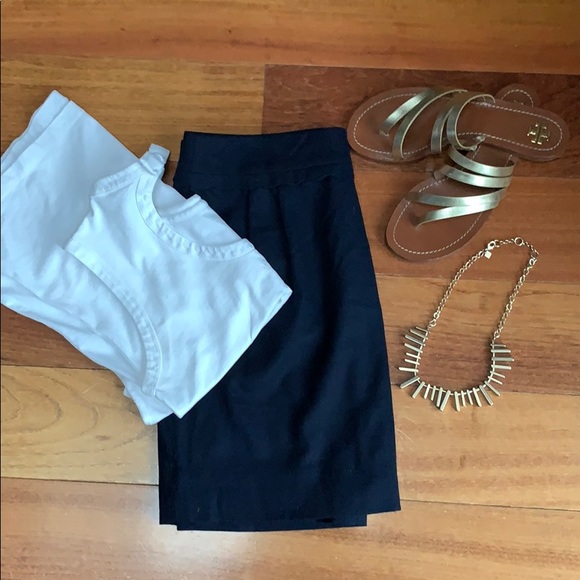 J. Crew Scallop Trim Mini Skirt Navy Size 6 - Picture 5 of 5